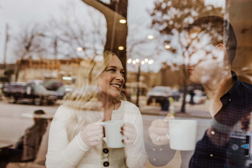 coffee shop engagement tips to relax in front of the camera