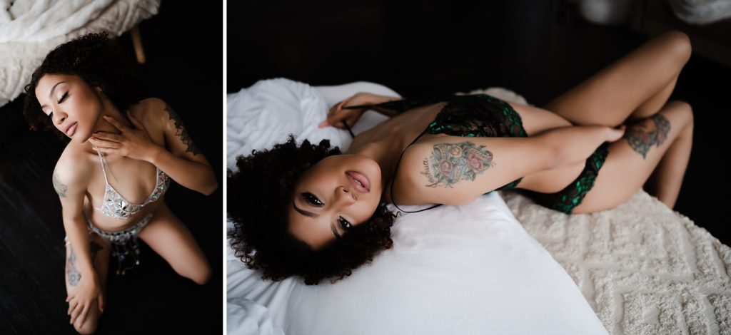 woman boudoir shoot at space on Southside