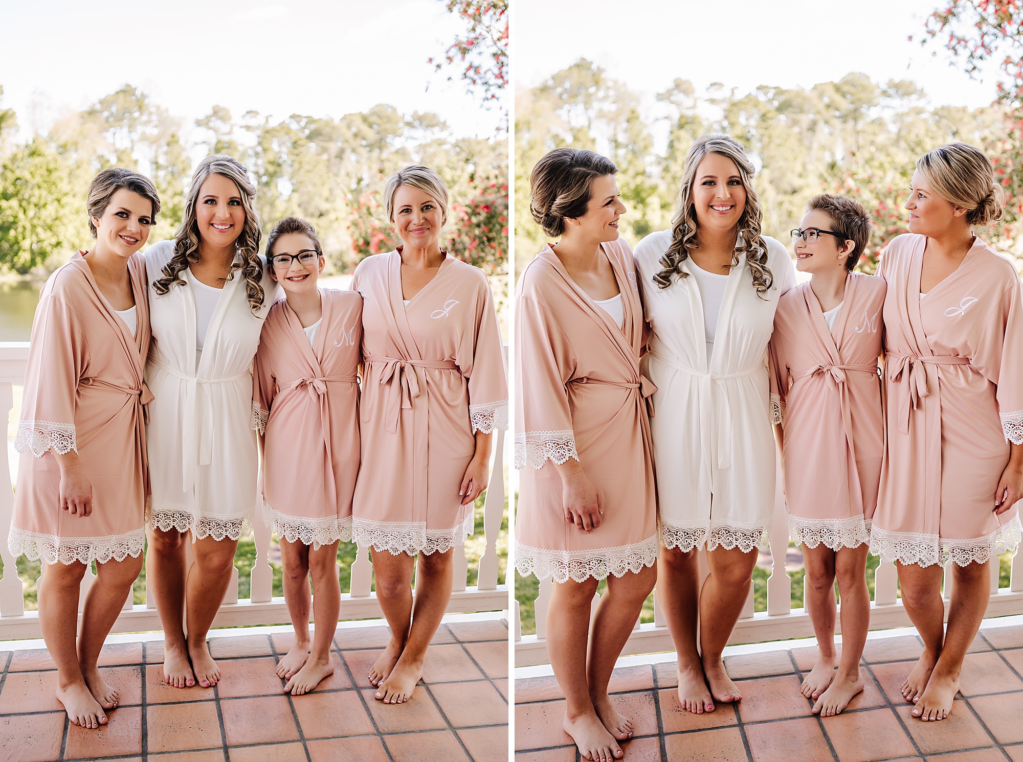 bridal party in matching robes