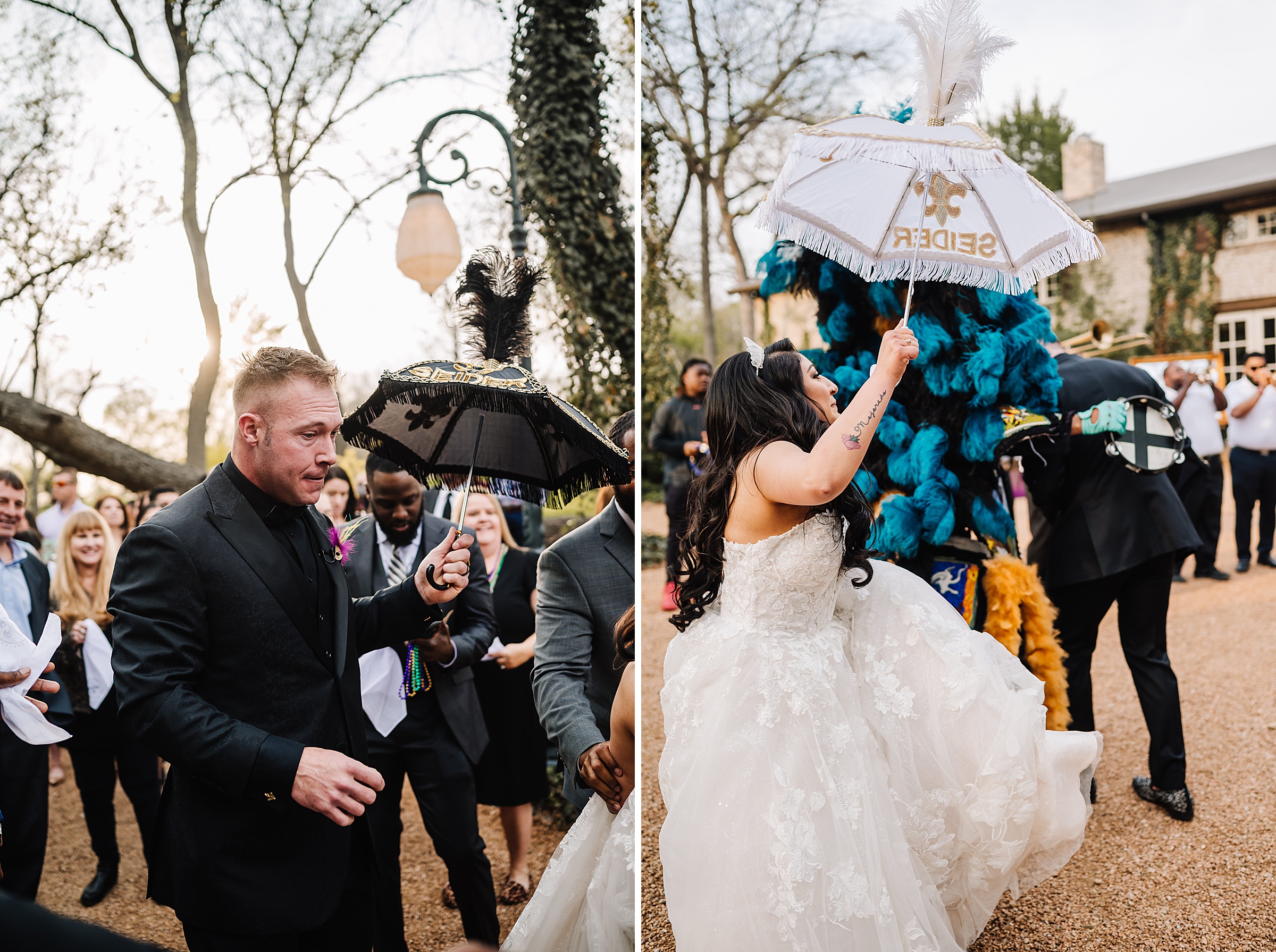 nola themed wedding second line at hidden waters wedding and event venue
