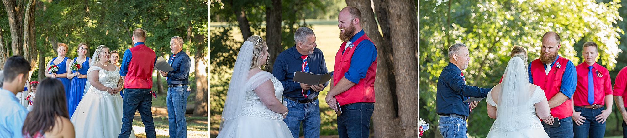 bride and groom share vows