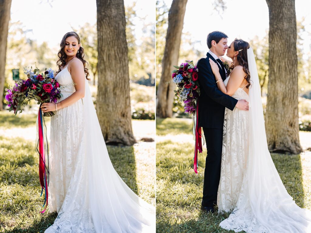 bride and groom portraits at Flippen Park in dallas