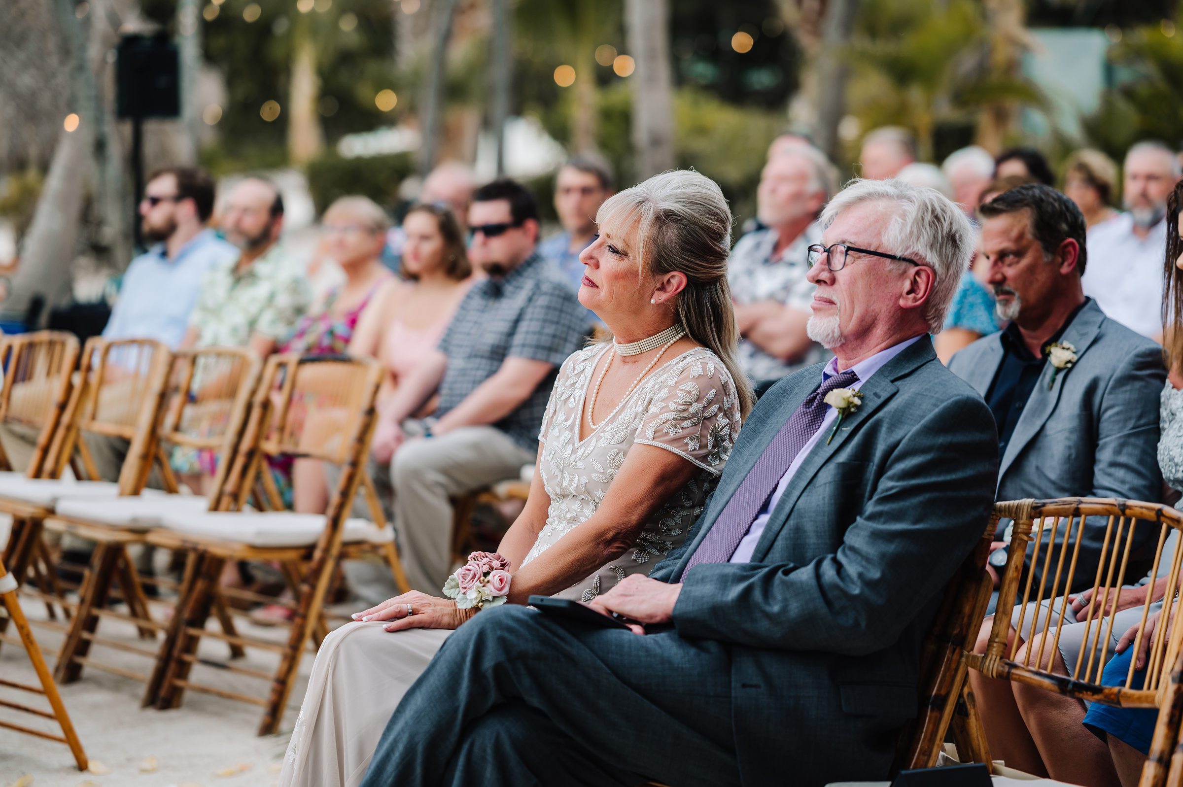 Florida Keys wedding guests enjoying a beachfront celebration at Dream Bay Resort.