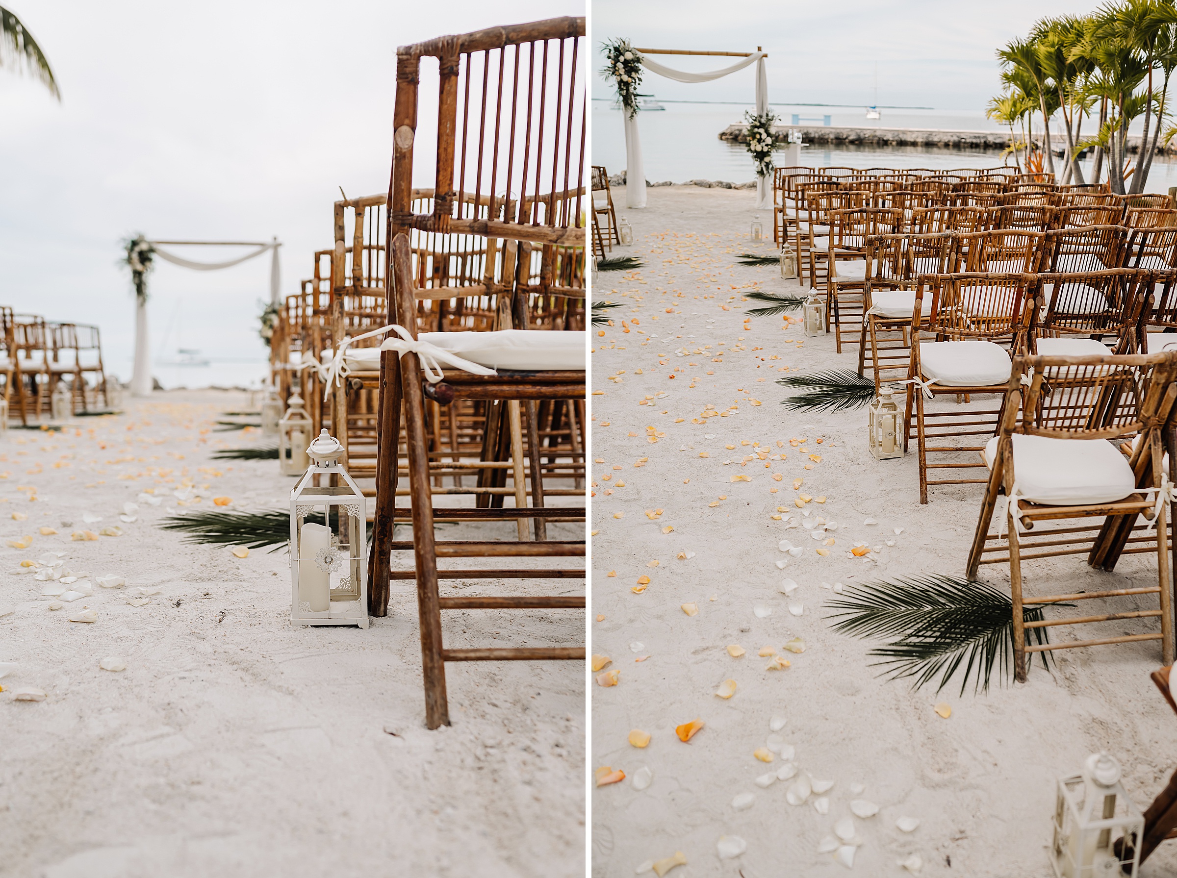 Elegant tropical-themed wedding reception at Dream Bay Resort, Key Largo.