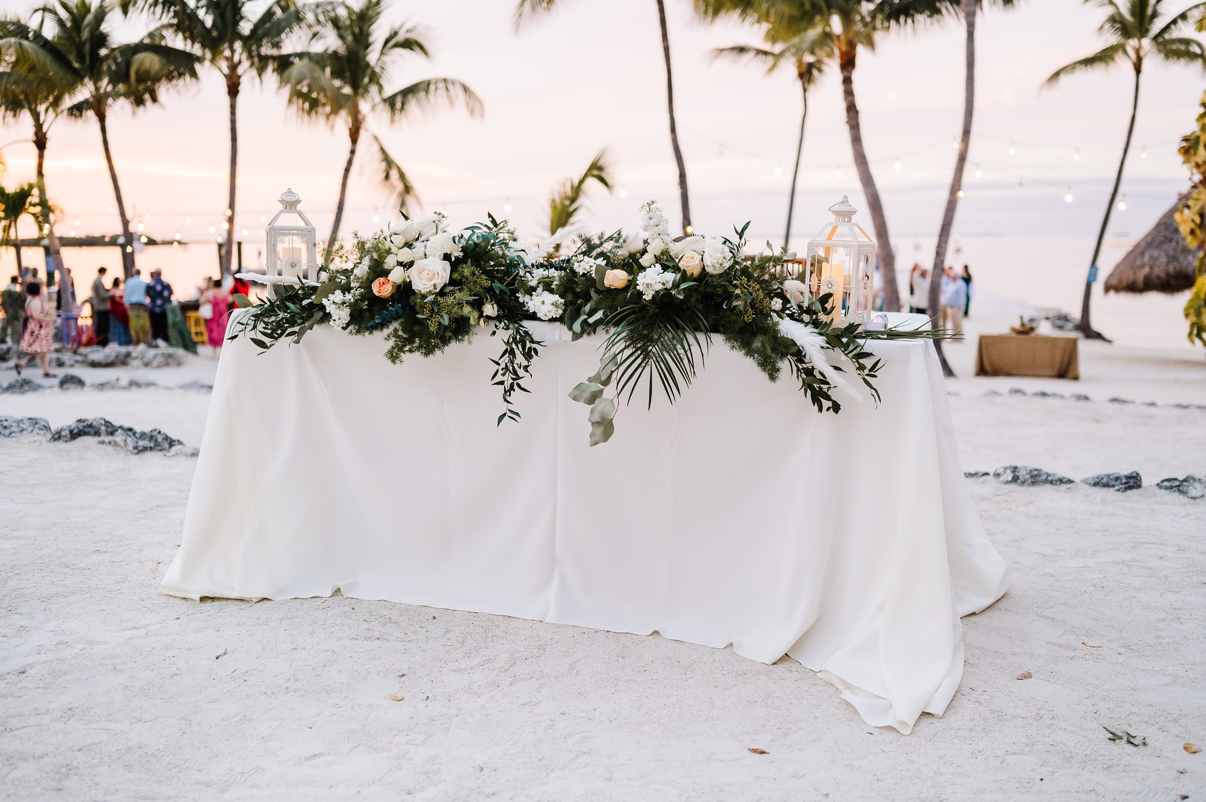 Destination wedding dining setup with ocean view at Dream Bay Resort in the Florida Keys.
