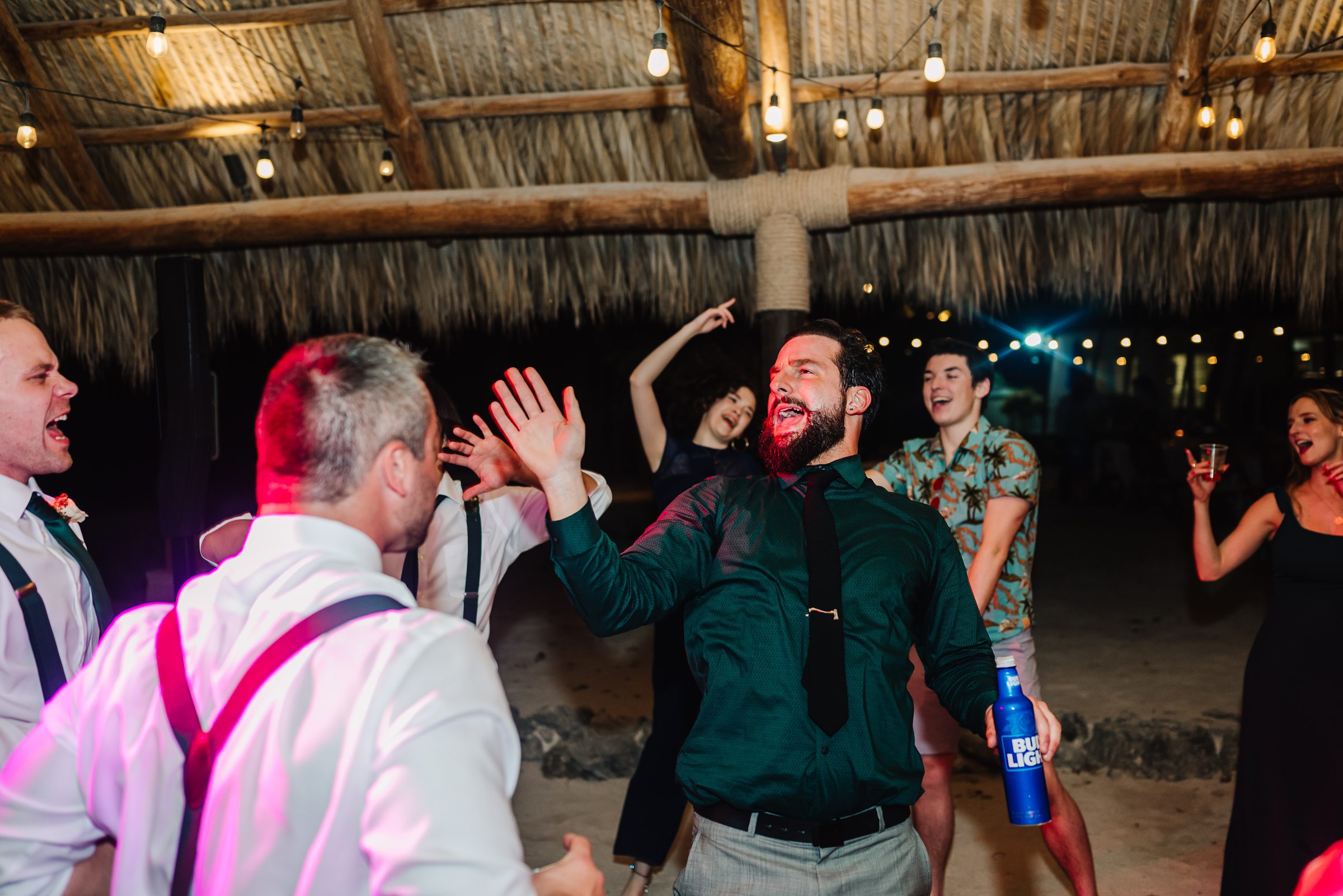 Florida Keys wedding guests enjoying a beachfront celebration at Dream Bay Resort.
